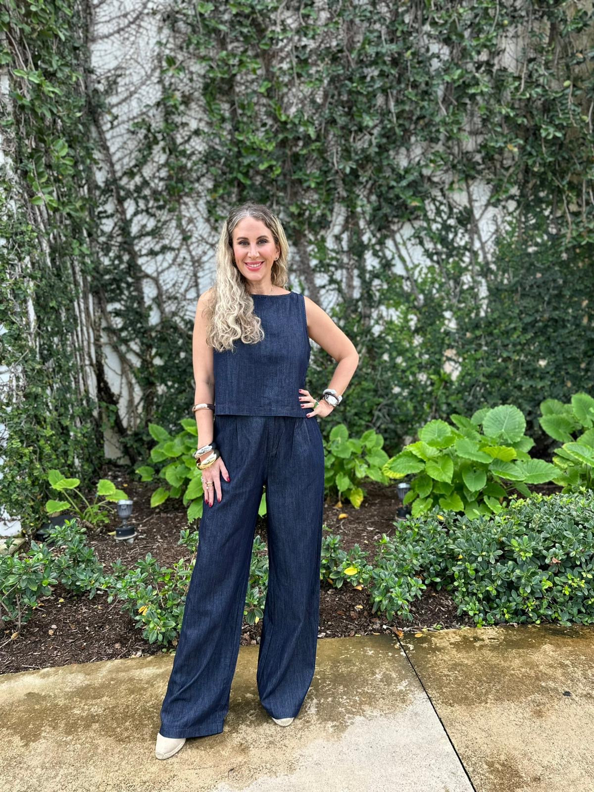 Sleeveless Top & Pant Denim Set