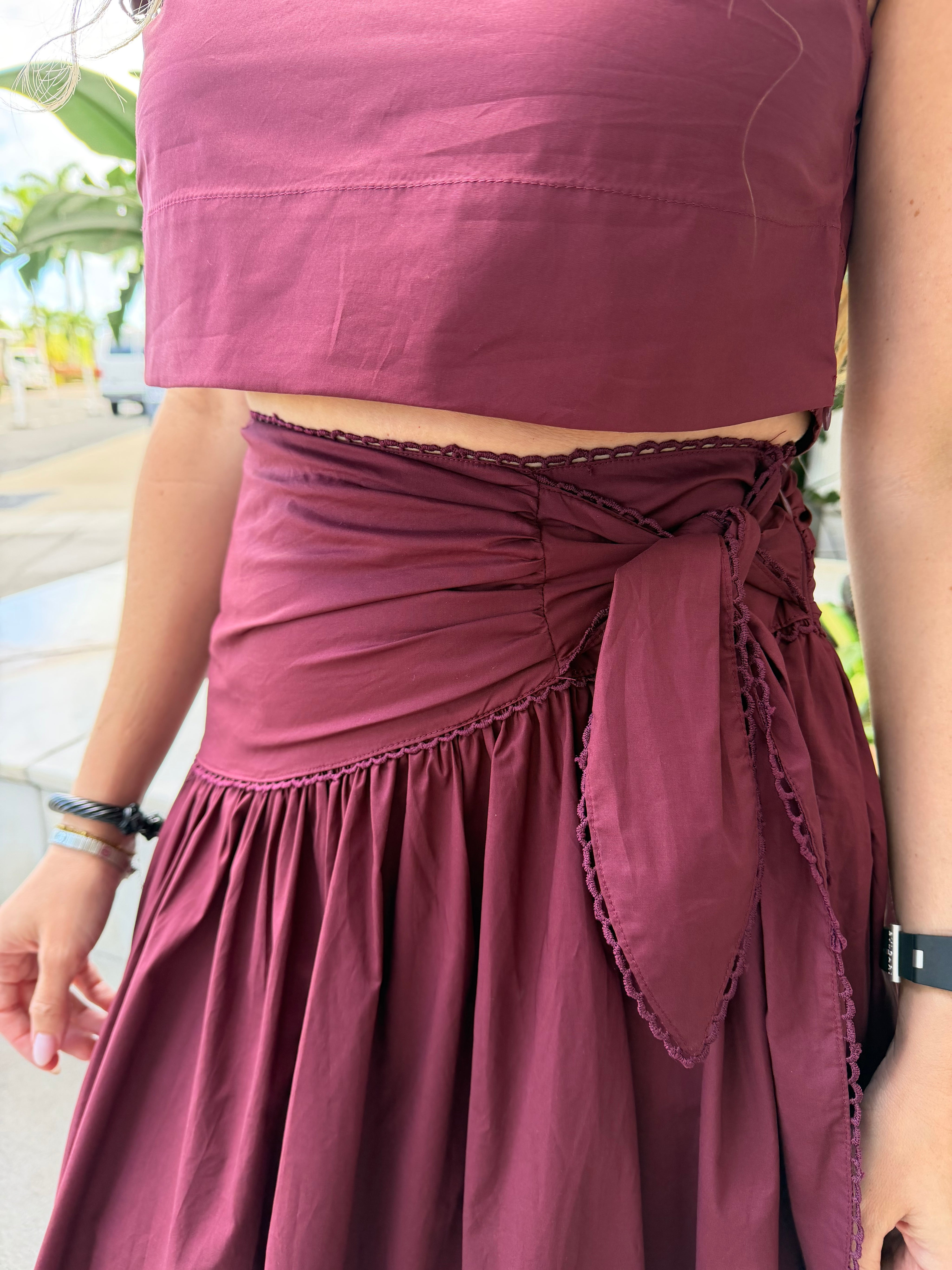 Tie Top & Scarf Midi Skirt