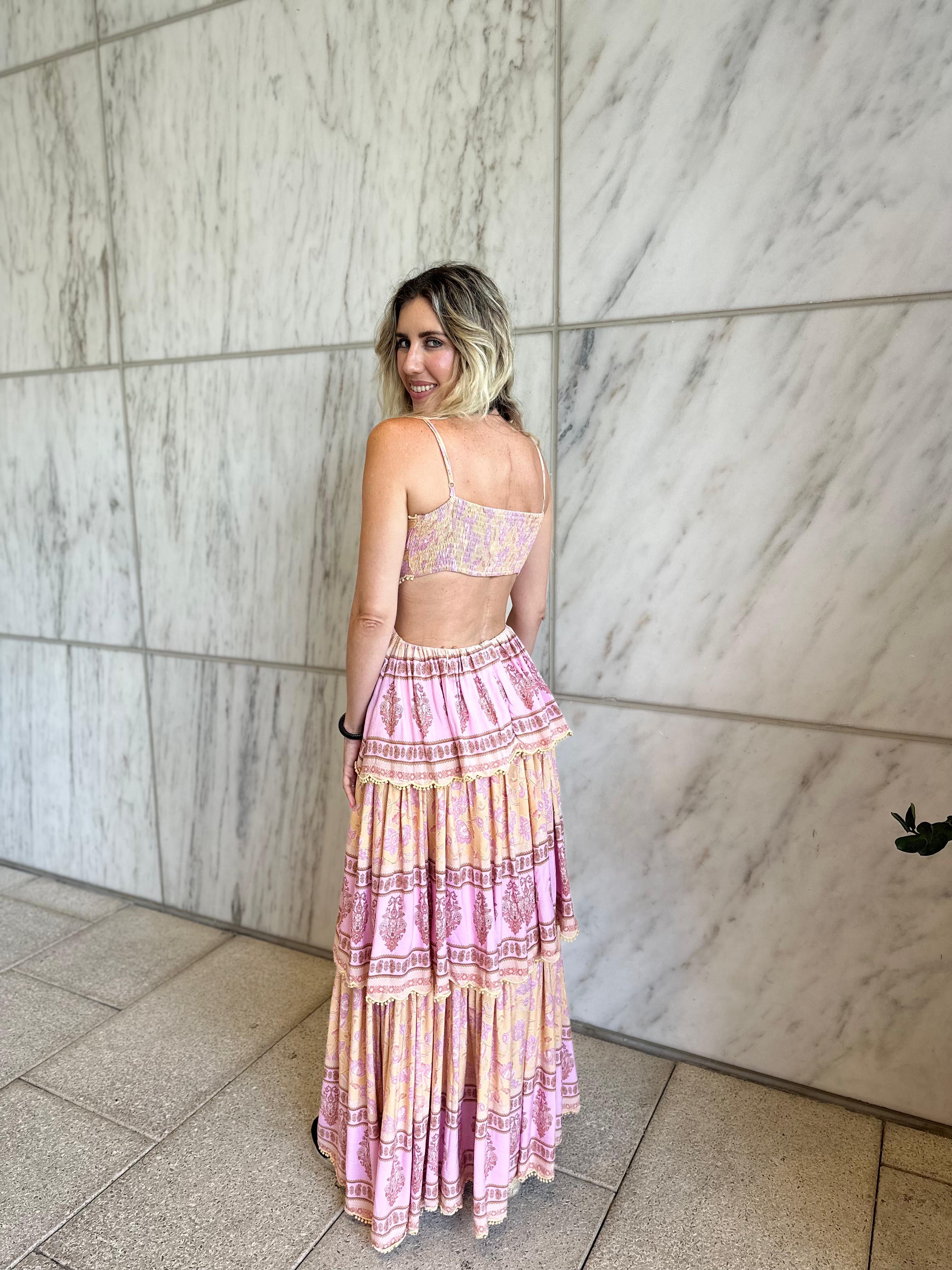 Pompom Layered Maxi Dress