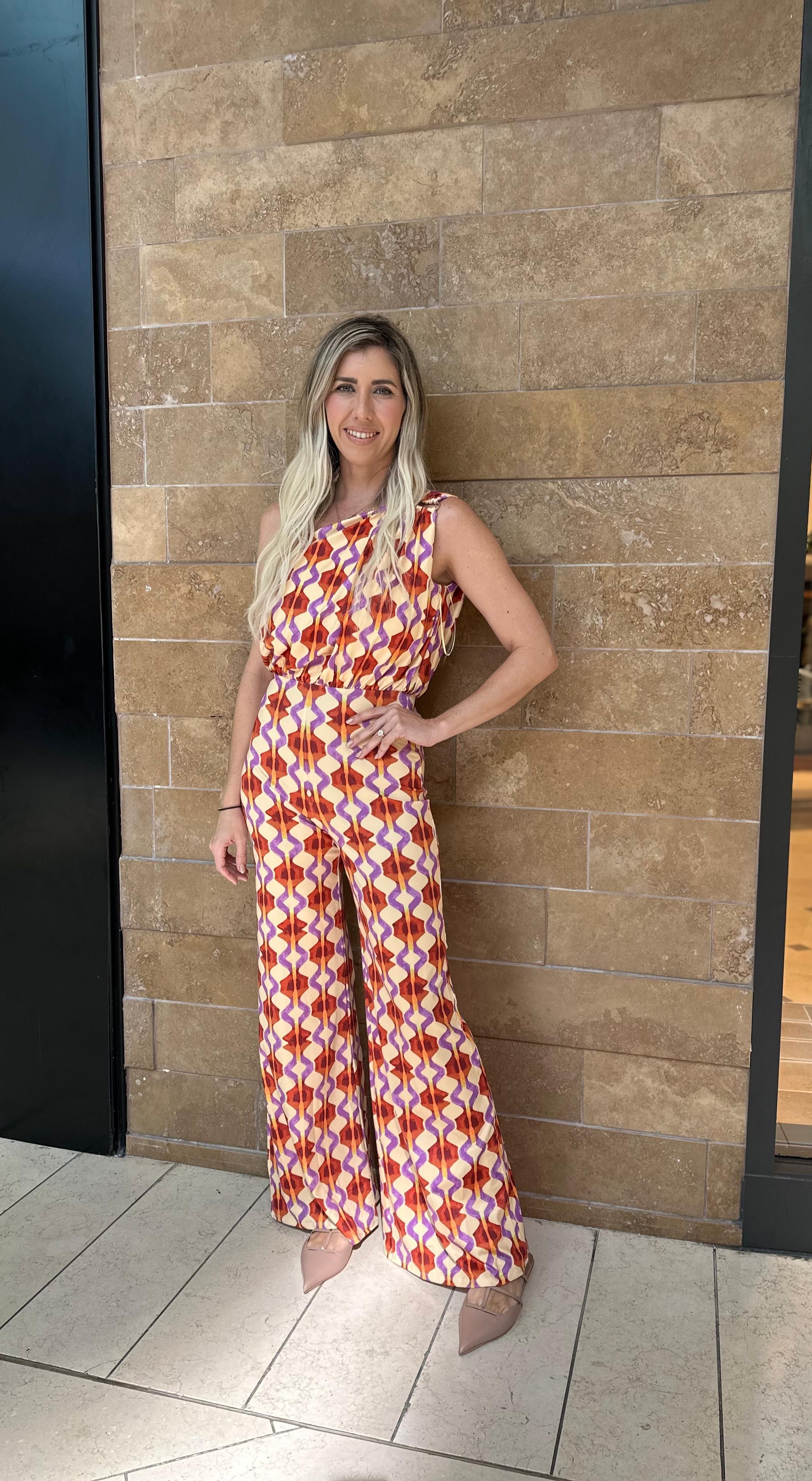 Brooch One Shoulder Jumpsuit