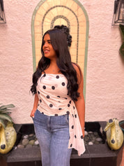 Pleated Polka Tube Top