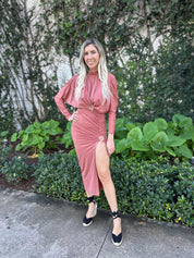 Long Sleeve Crop Top & Slit Skirt