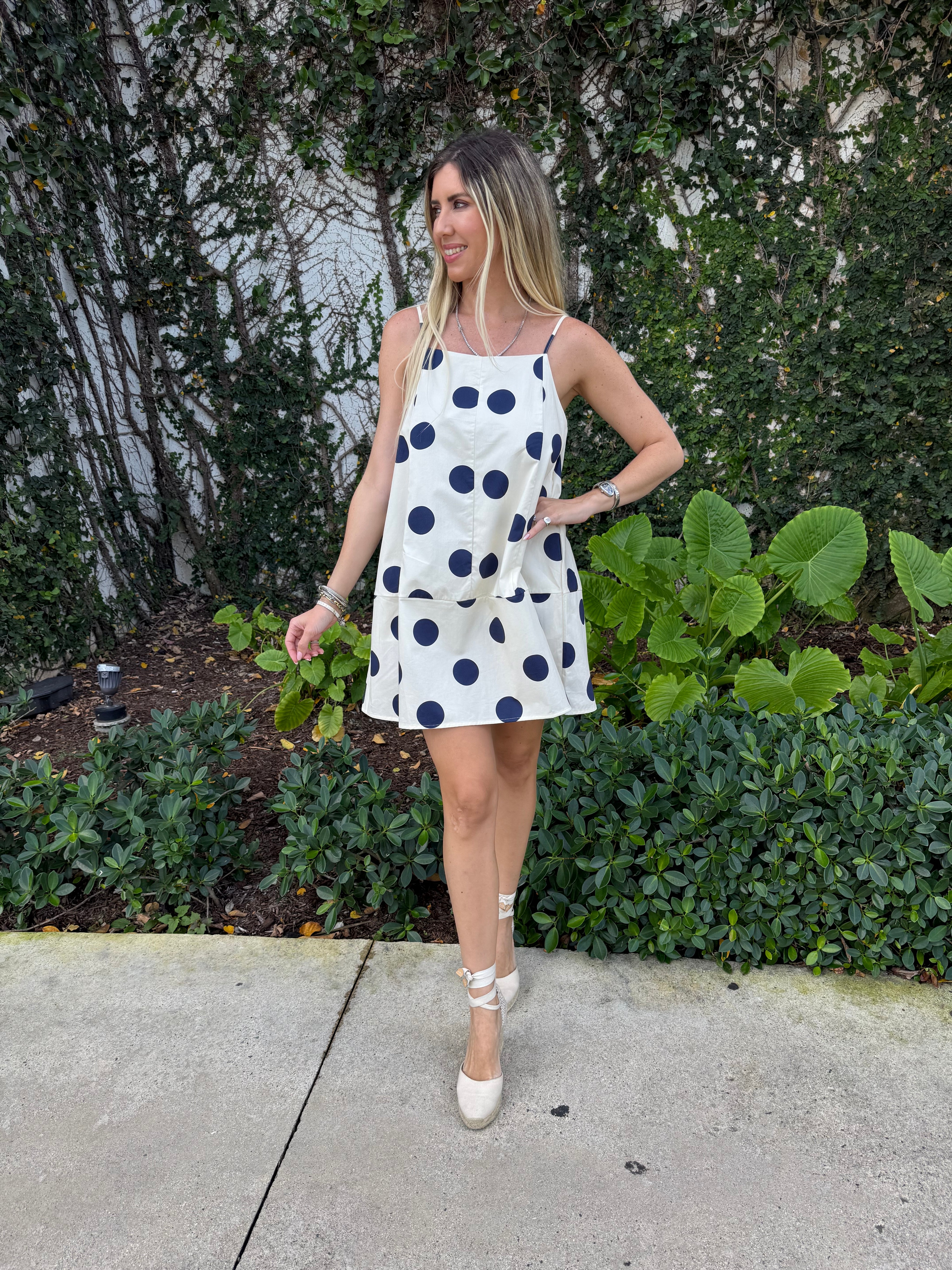 Polka Dot Tie Straps Mini Dress