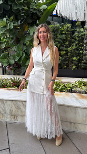 Lace Skirt Blazer Sleeveless Dress