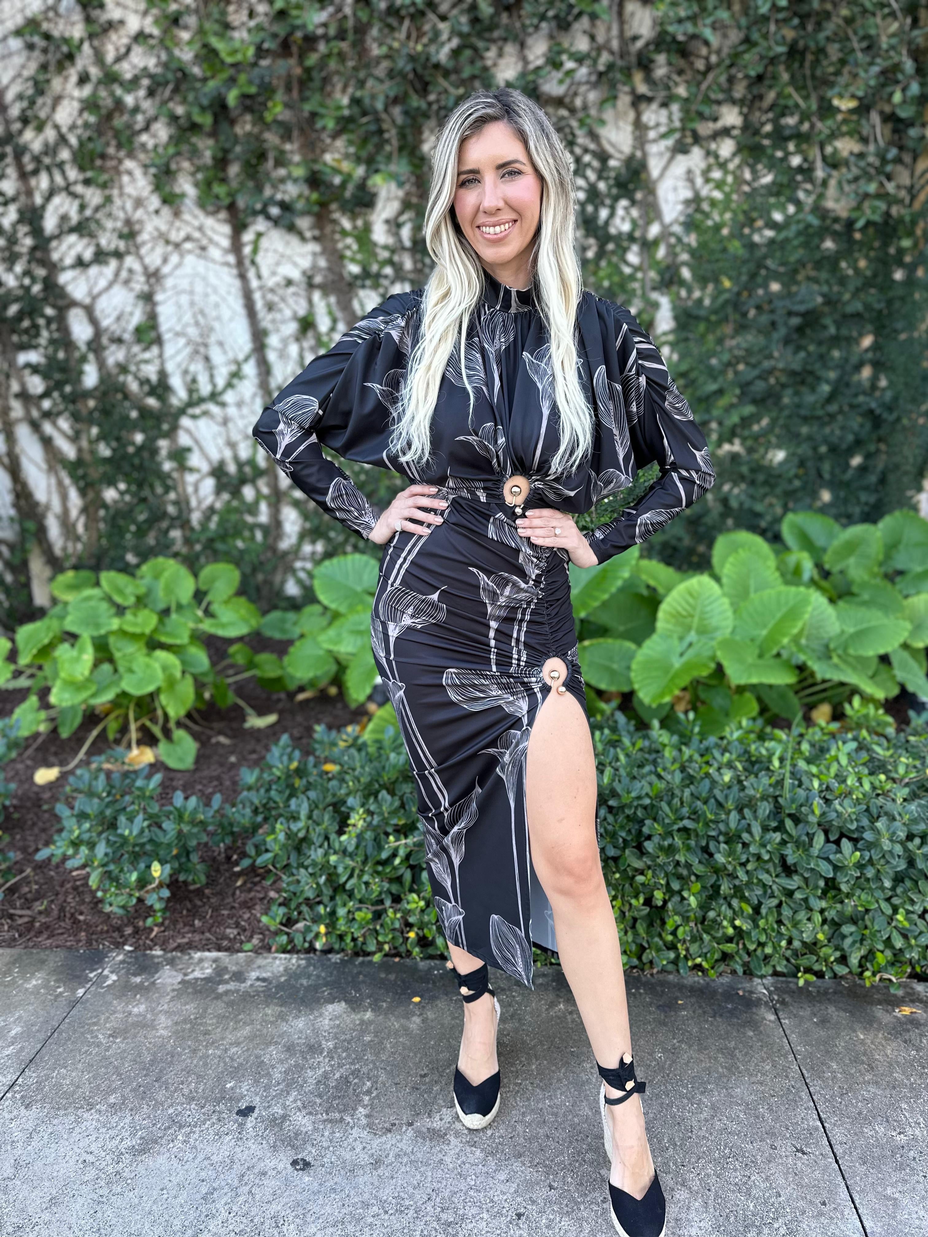 Long Sleeve Crop Top & Slit Skirt