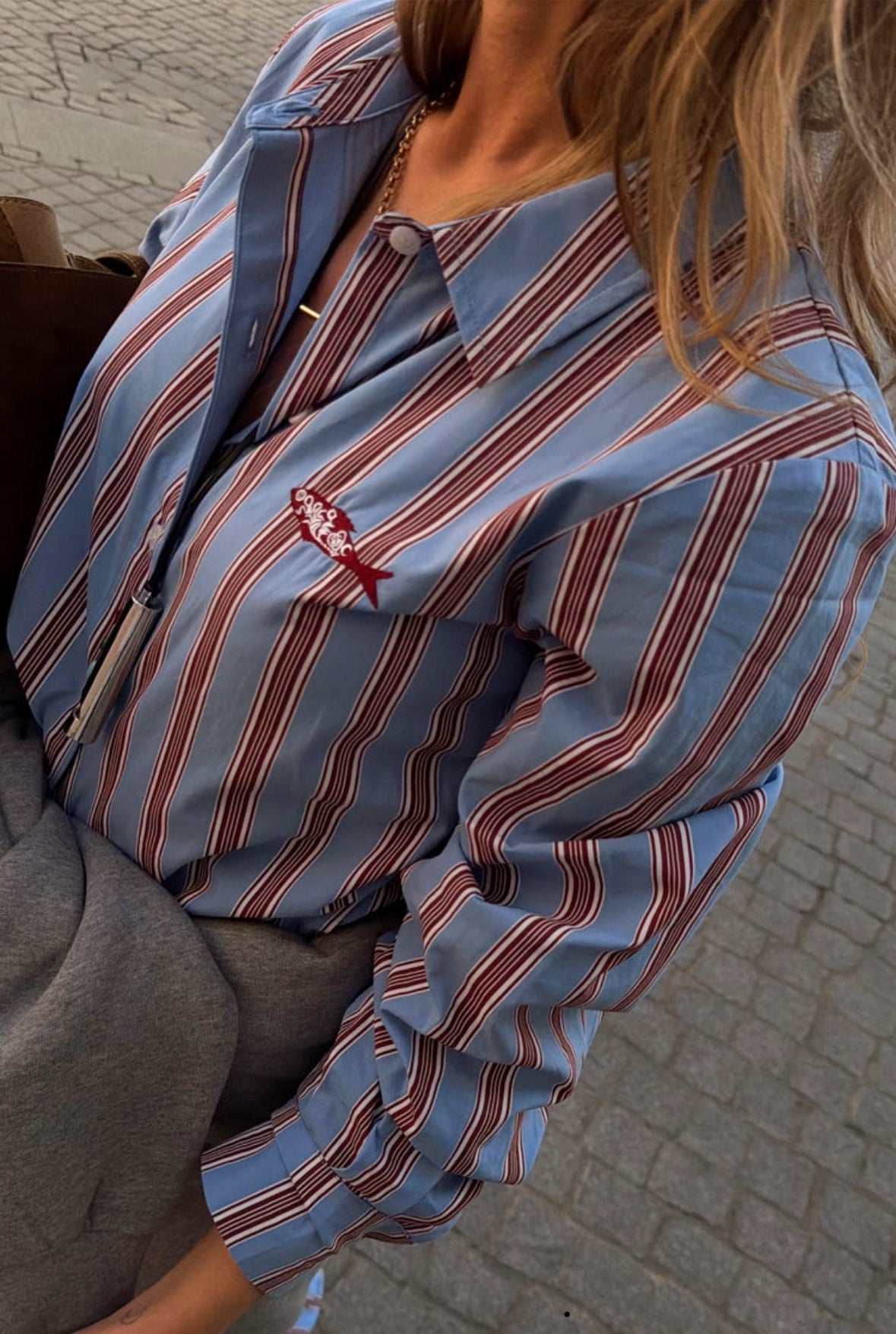 Blue Cotton Stripe Miley Shirt