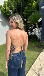 Beaded Sequins Cowl Top