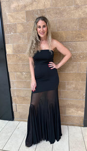 Mesh Slit Hem Jersey Dress
