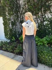 Star Patch Collar Neck Top