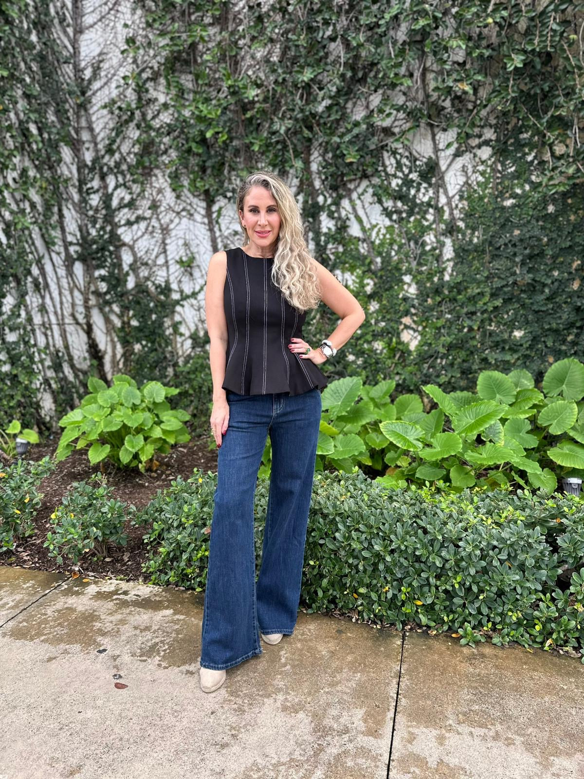 Top Stitch Peplum Top