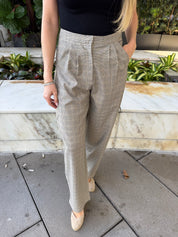 Plaid Pleated Barrel Pant