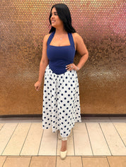 Polka Dot Halter Midi Dress