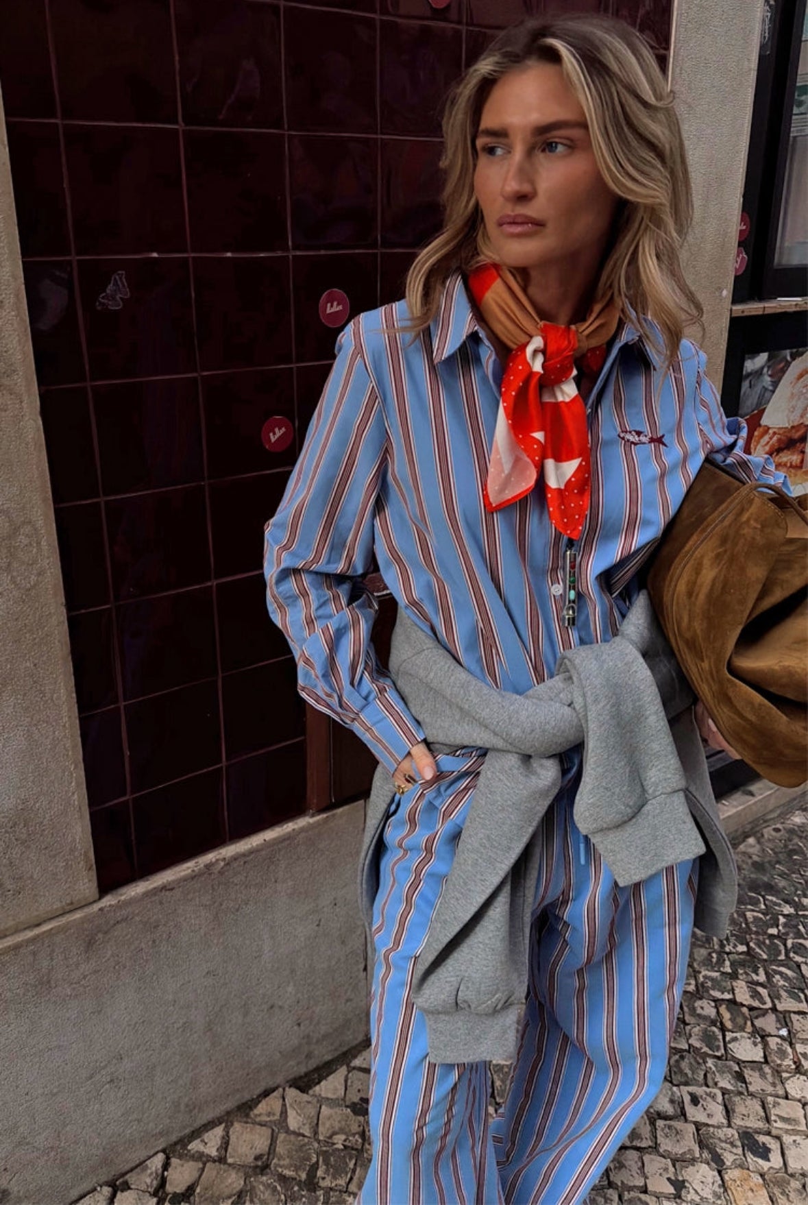Blue Cotton Stripe Miley Shirt