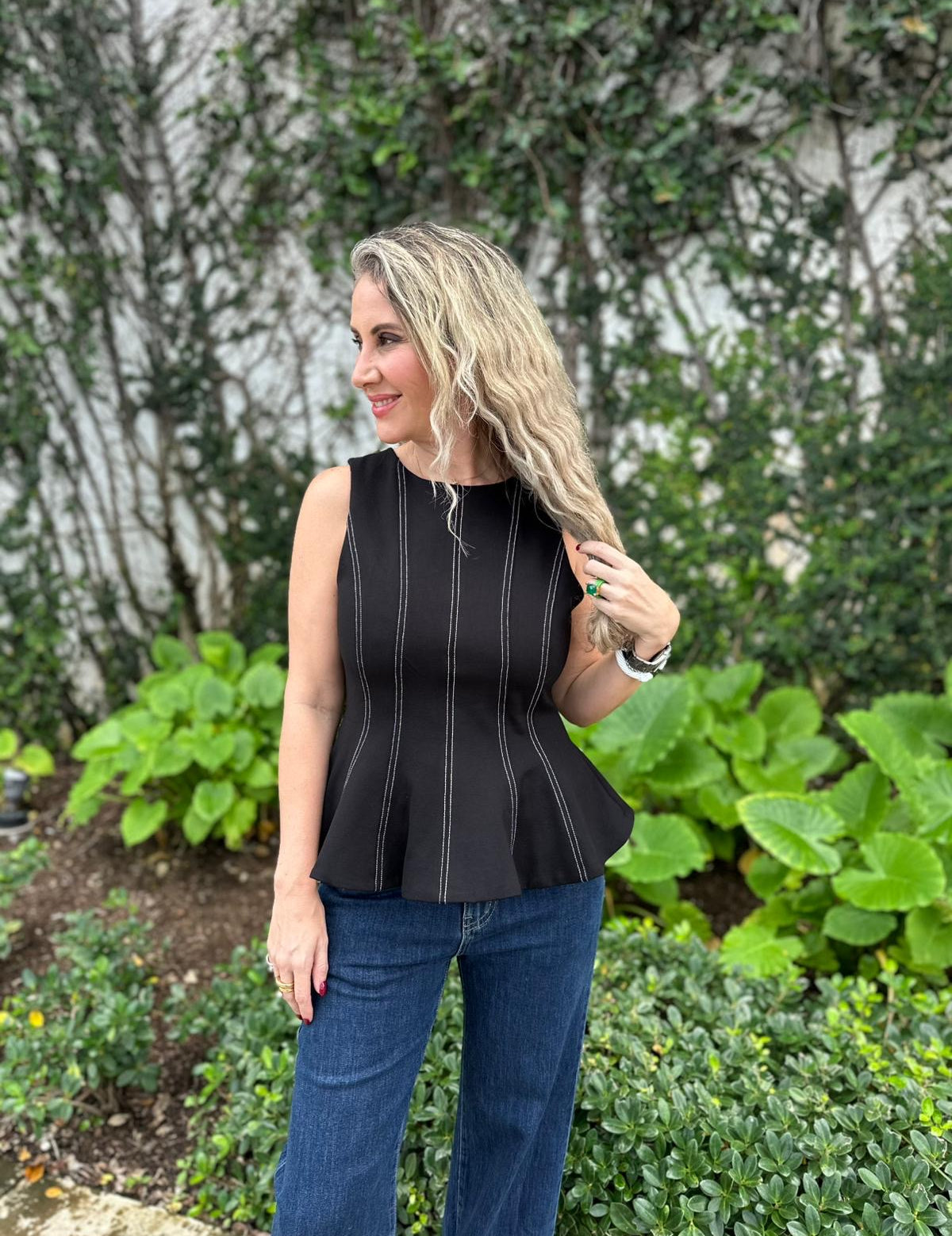 Top Stitch Peplum Top