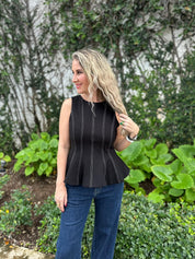Top Stitch Peplum Top