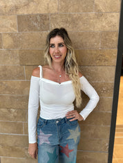 Twist Shoulder Stone Trim Top