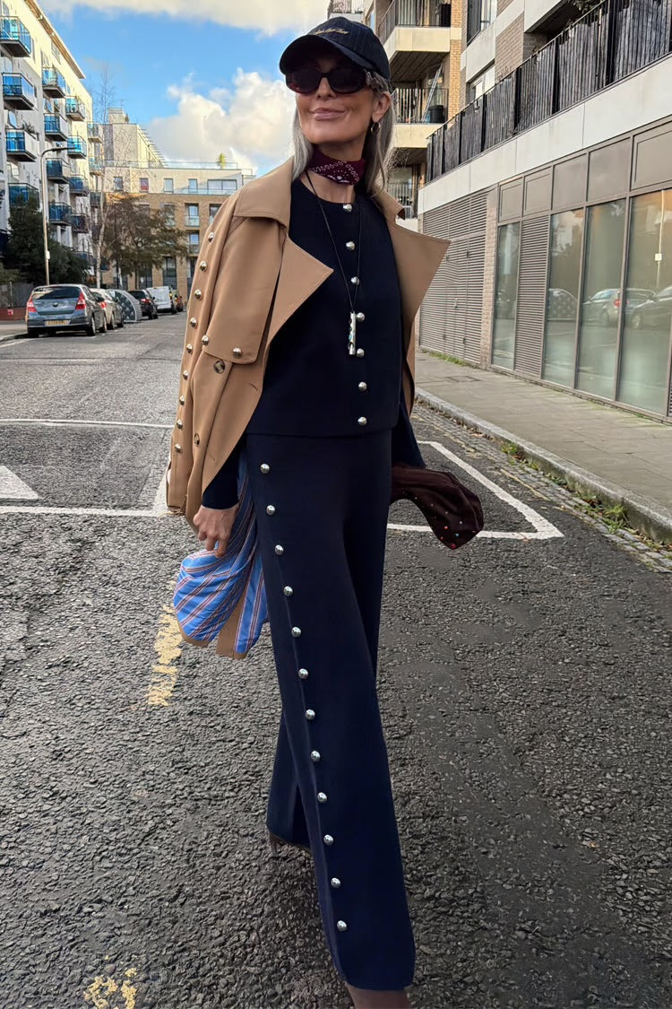 Navy Studded Knit Jogger