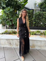 Lace Skirt Blazer Sleeveless Dress