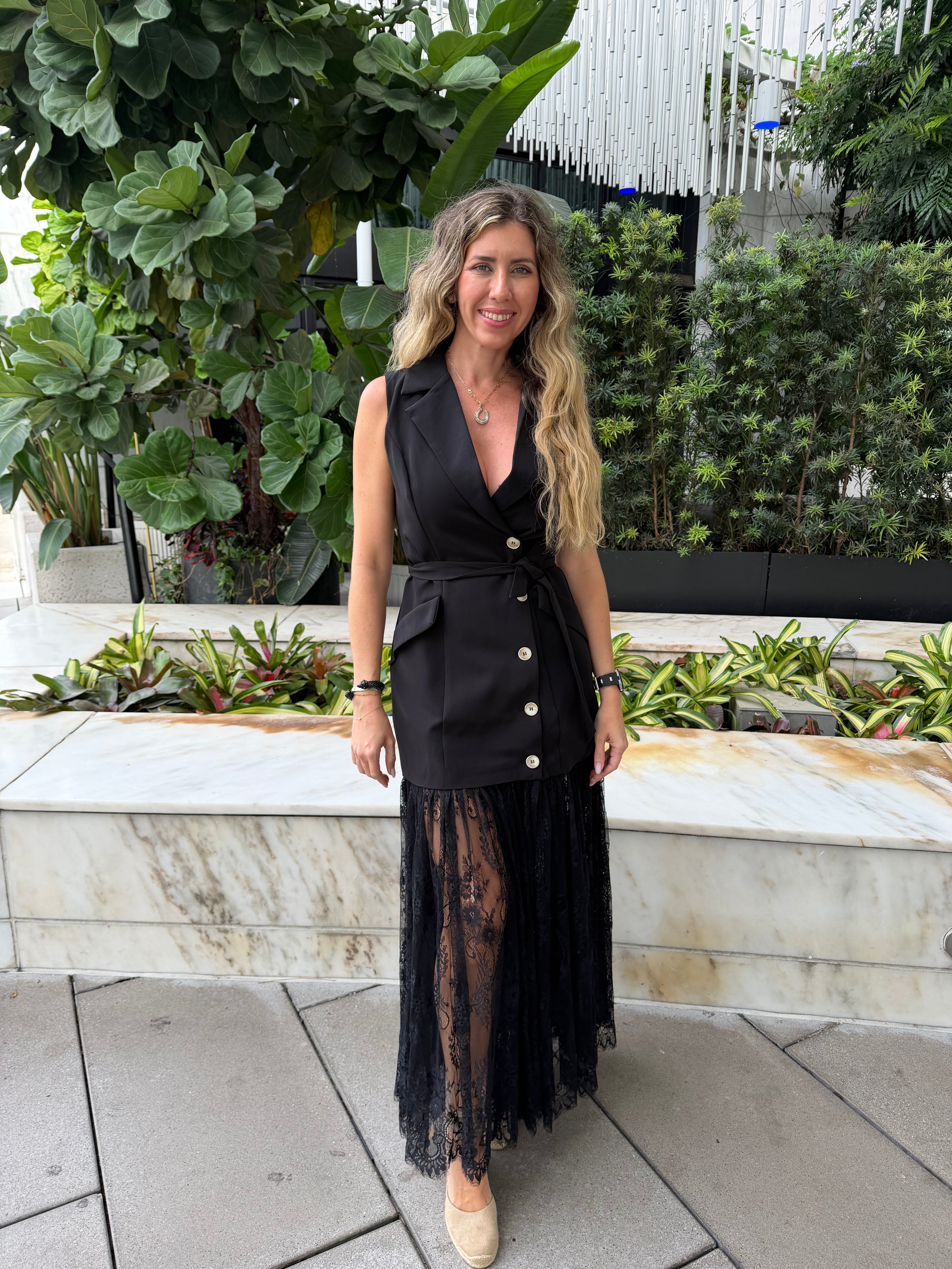 Lace Skirt Blazer Sleeveless Dress