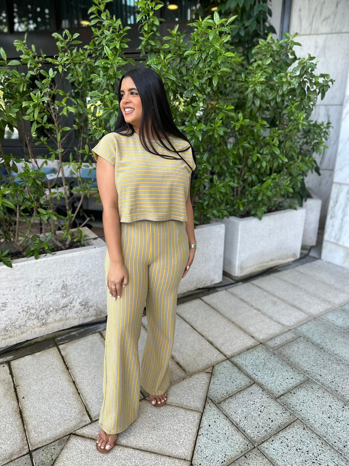 Striped Knit Top & Pant Set