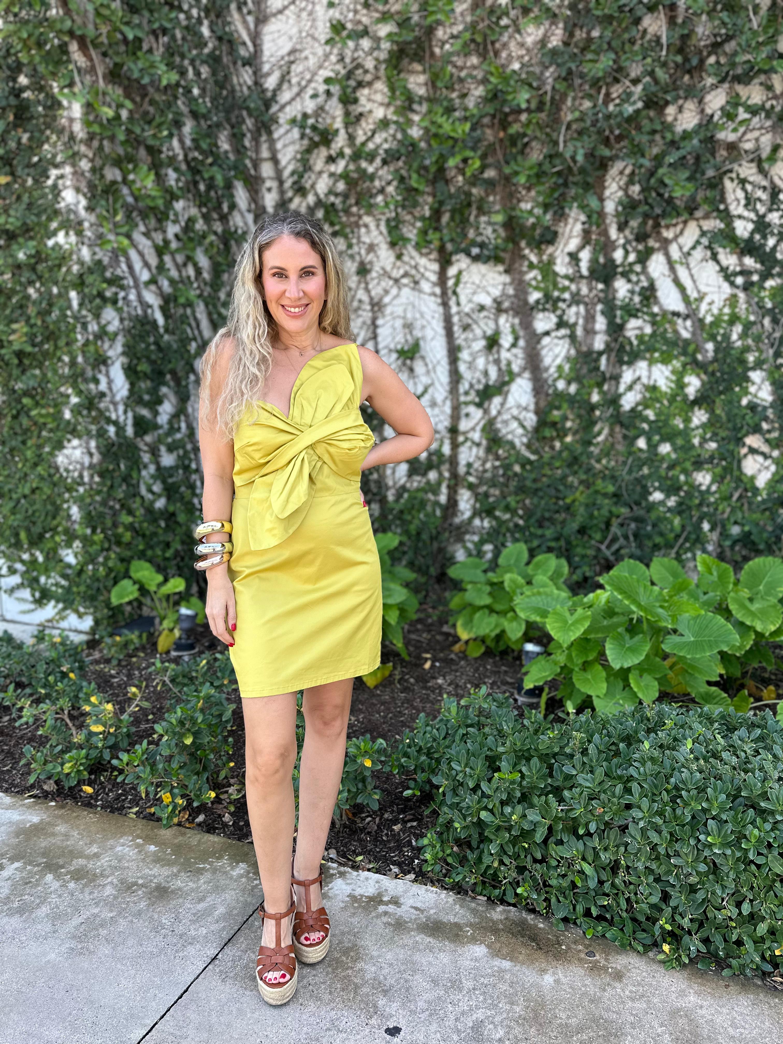 Knotted Flower Bow Mini Dress