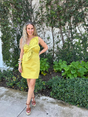 Knotted Flower Bow Mini Dress