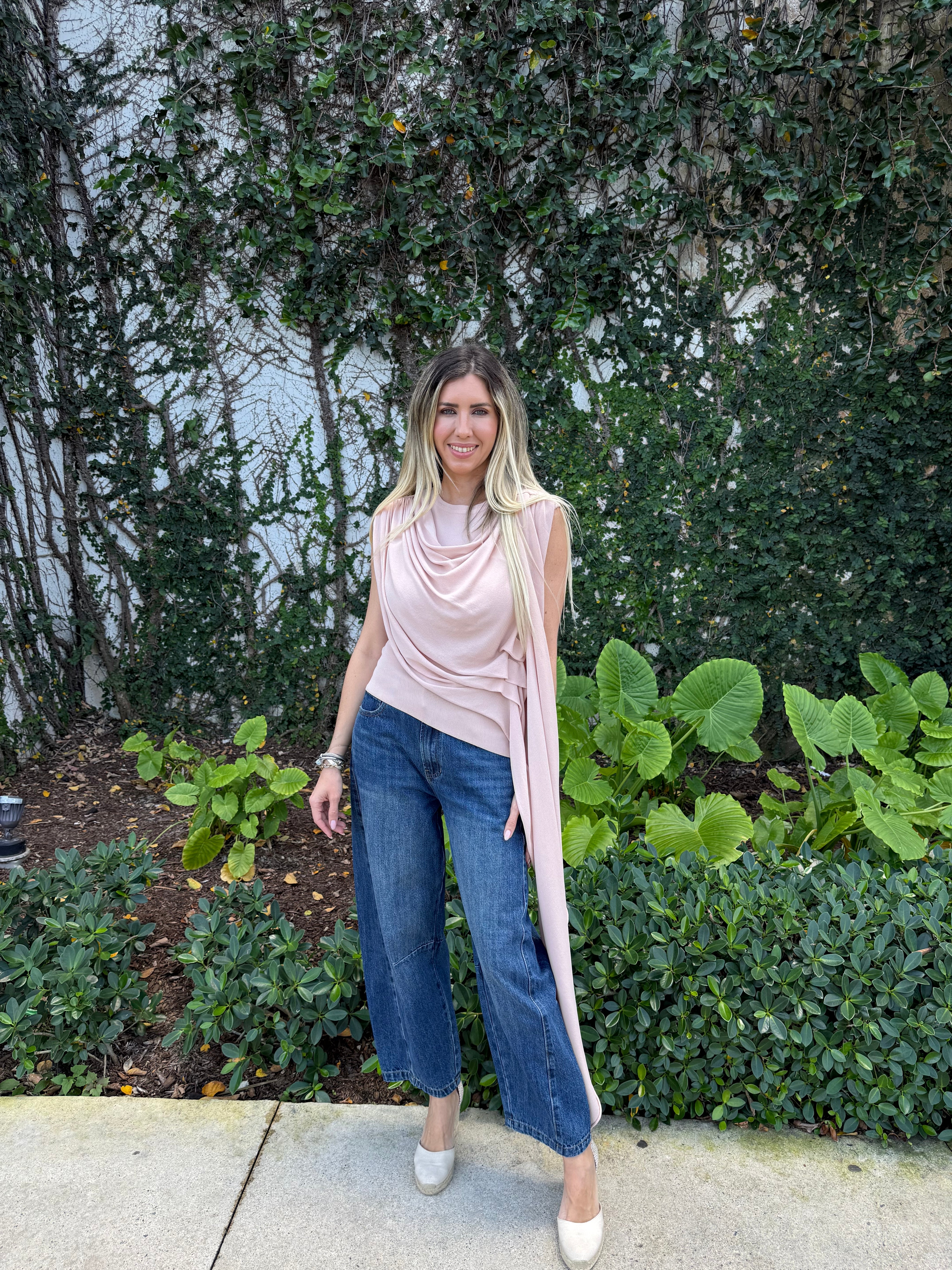 Asymmetrical Mesh Cape Top