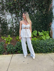 Front Cut Pleated Top & Pants