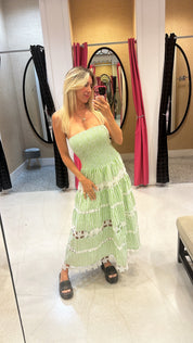 Striped Flower Trim Dress