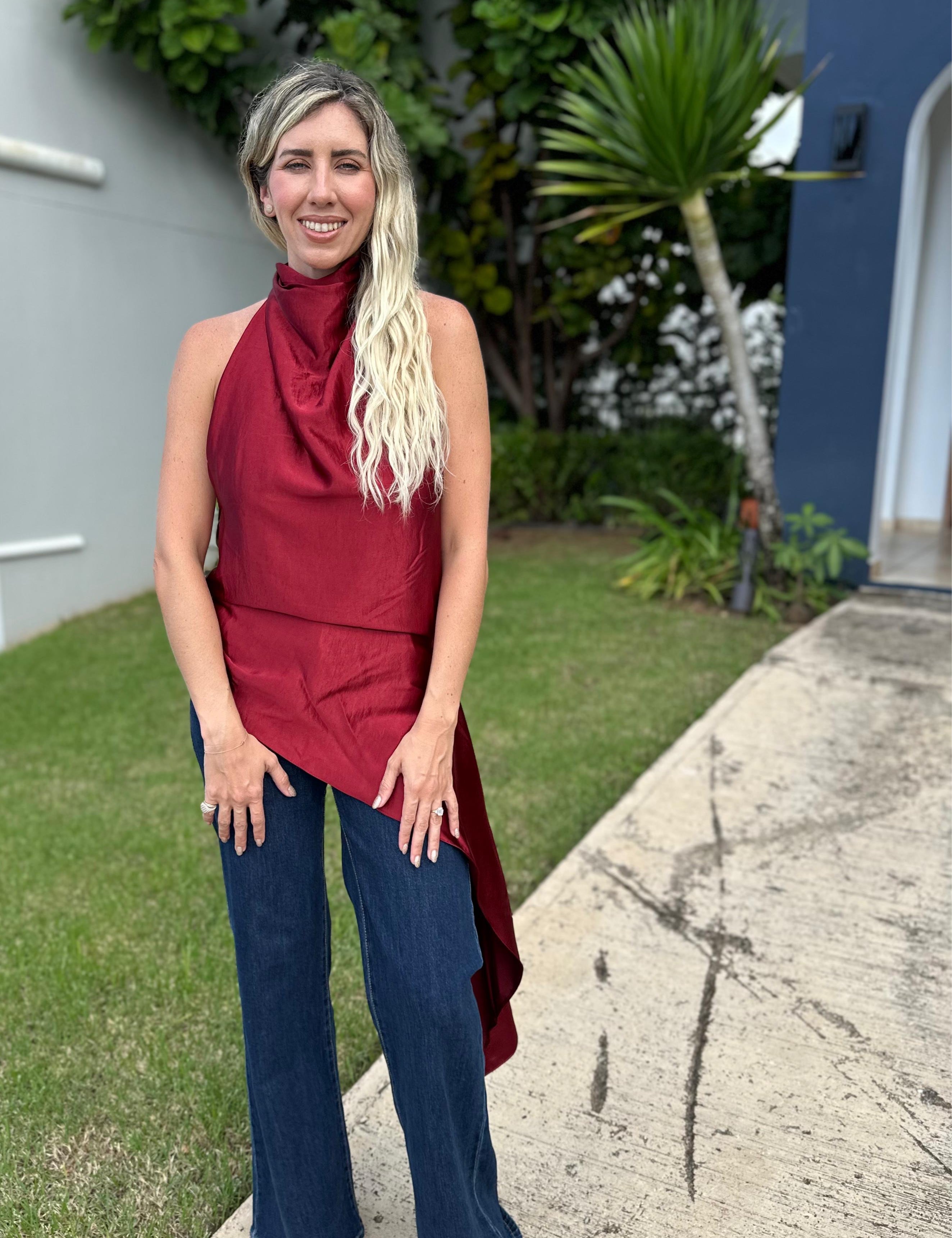 Halter Uneven Tunic Top