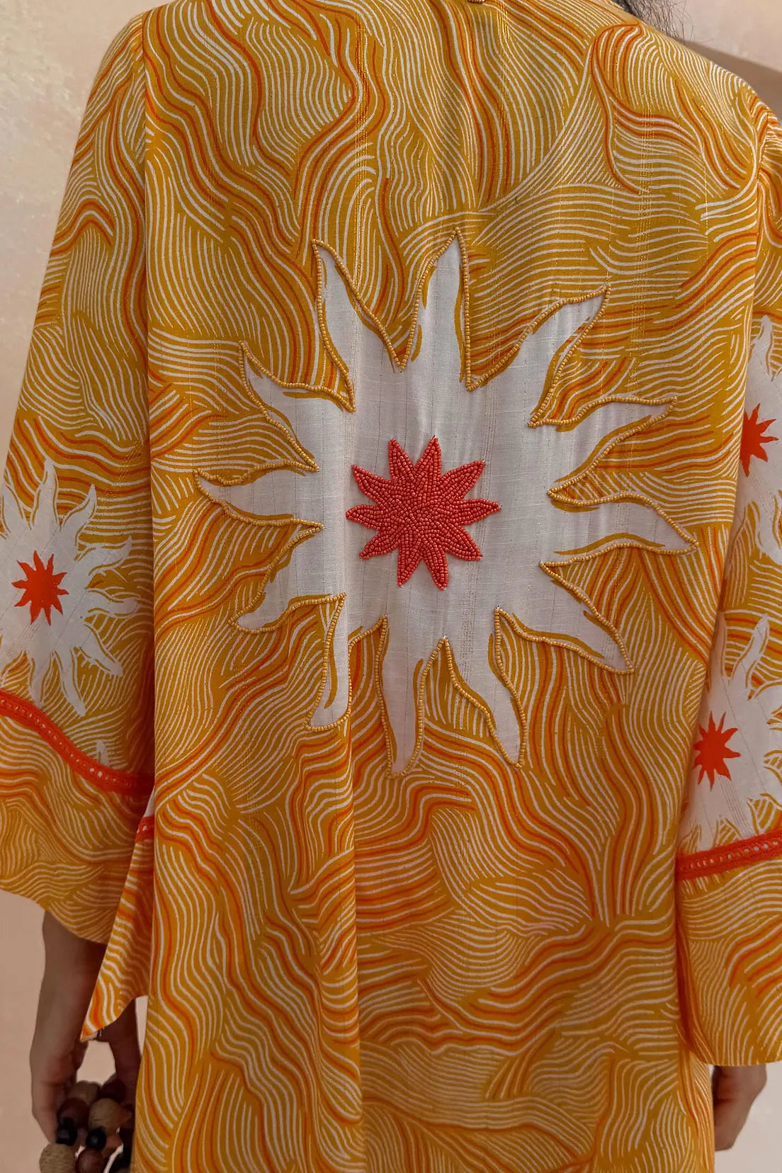 Yellow Sun Kimono with Beading