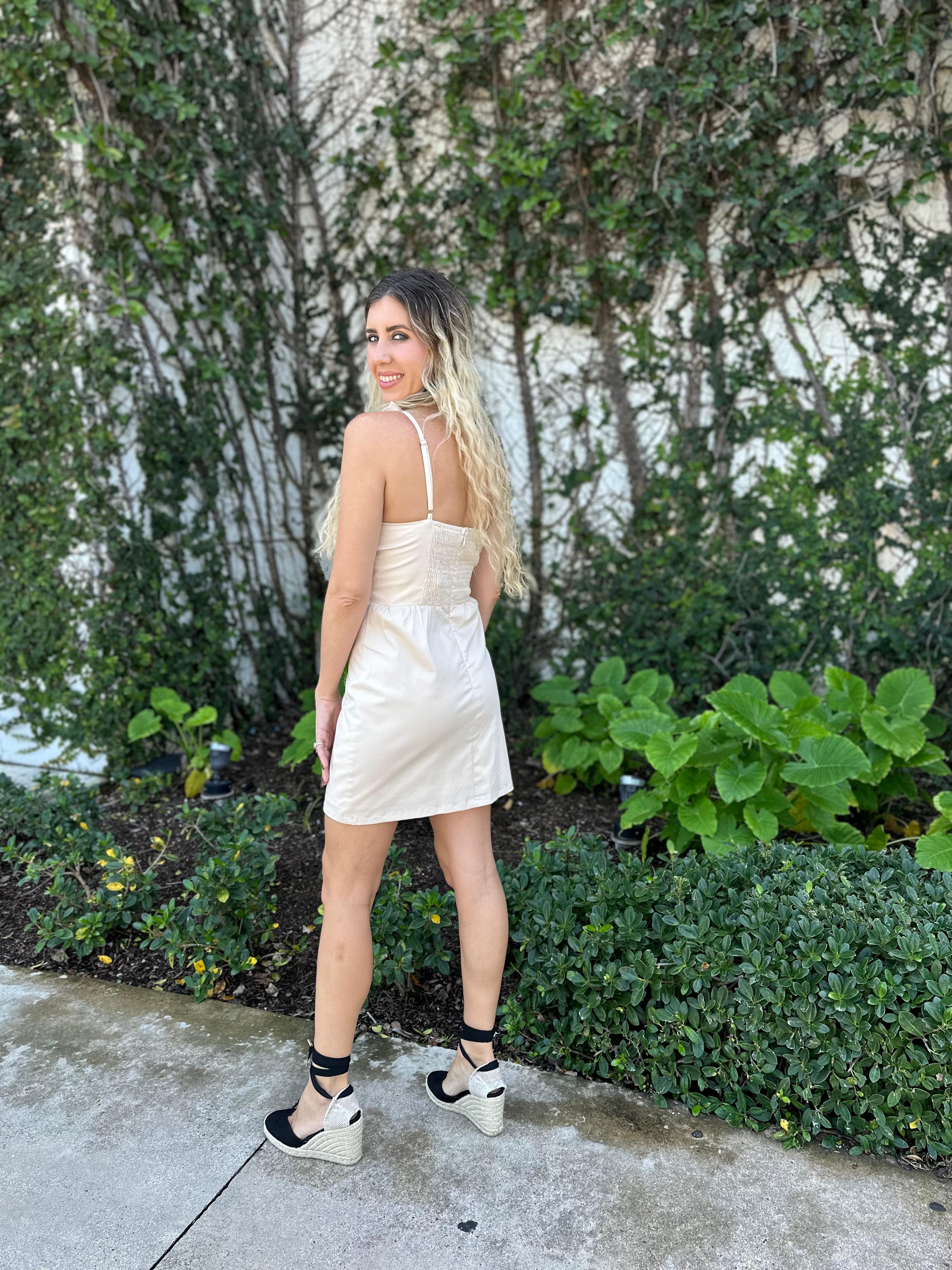 Knotted Flower Bow Mini Dress