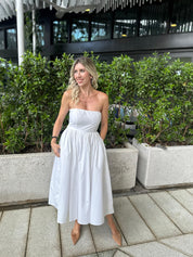 Strapless Flare Midi Dress