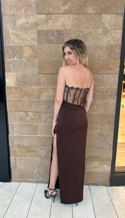 Lace Corset Strapless Dress