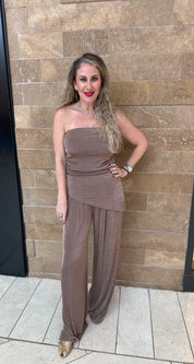 Strapless Asymmetrical Top & Pants