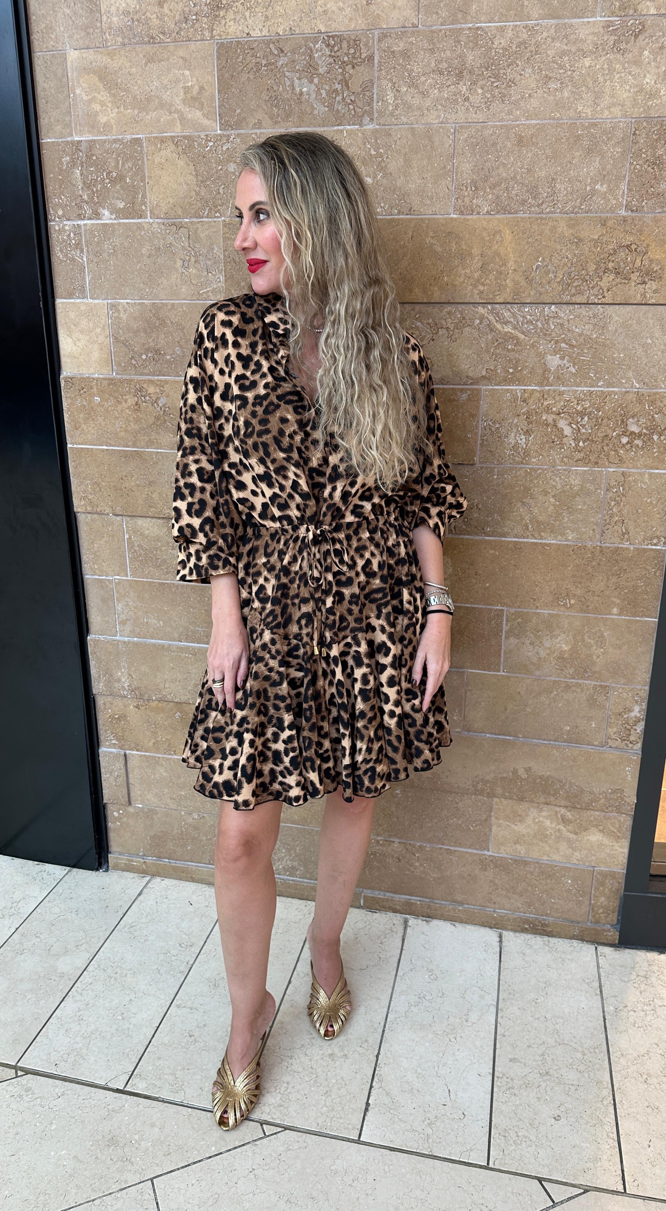 Dolman Sleeve Tie Waist Mini Dress