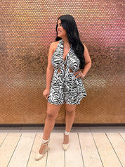 Zebra Tie Front Romper