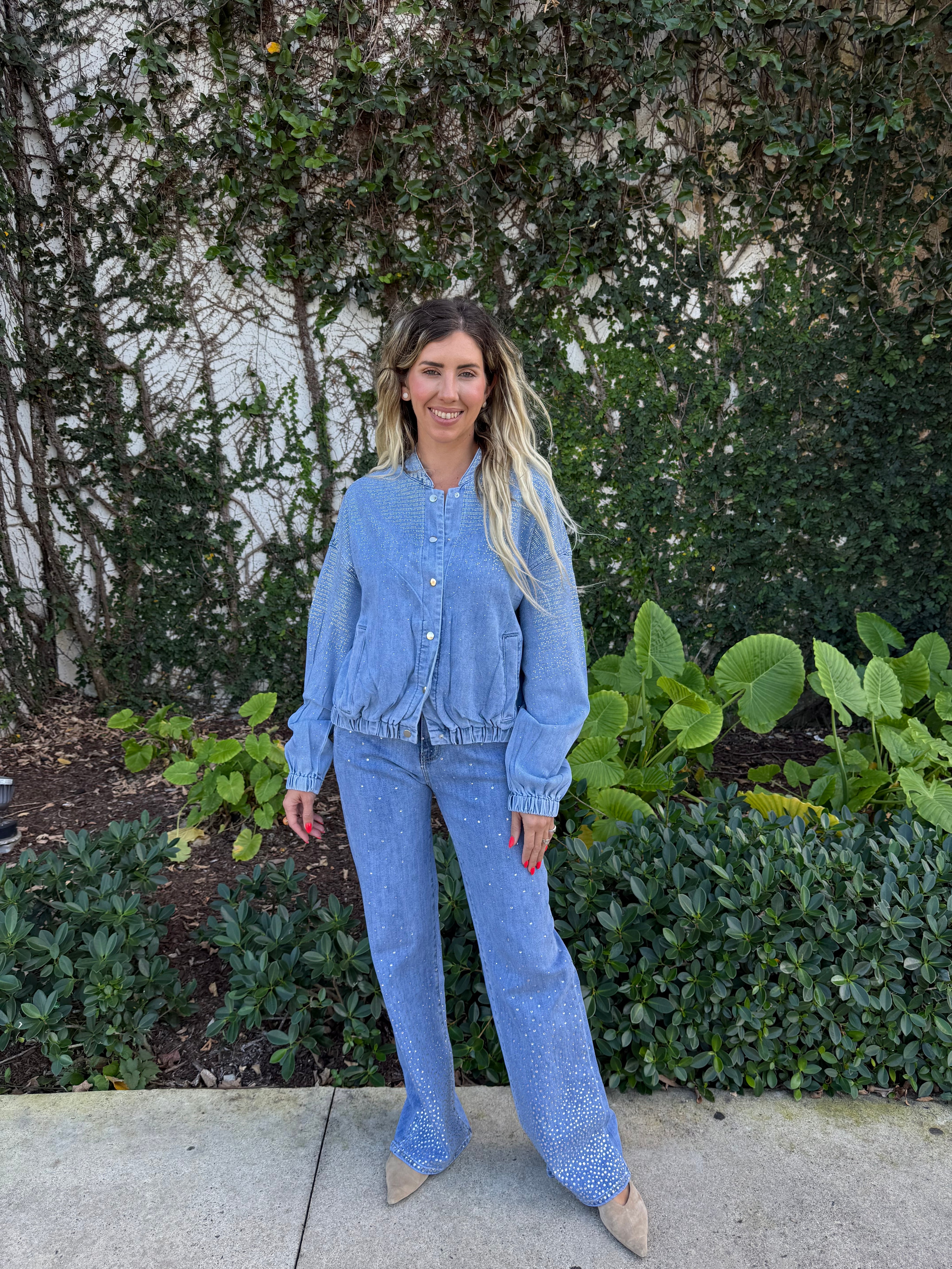 Gradient Rhinestones Jeans