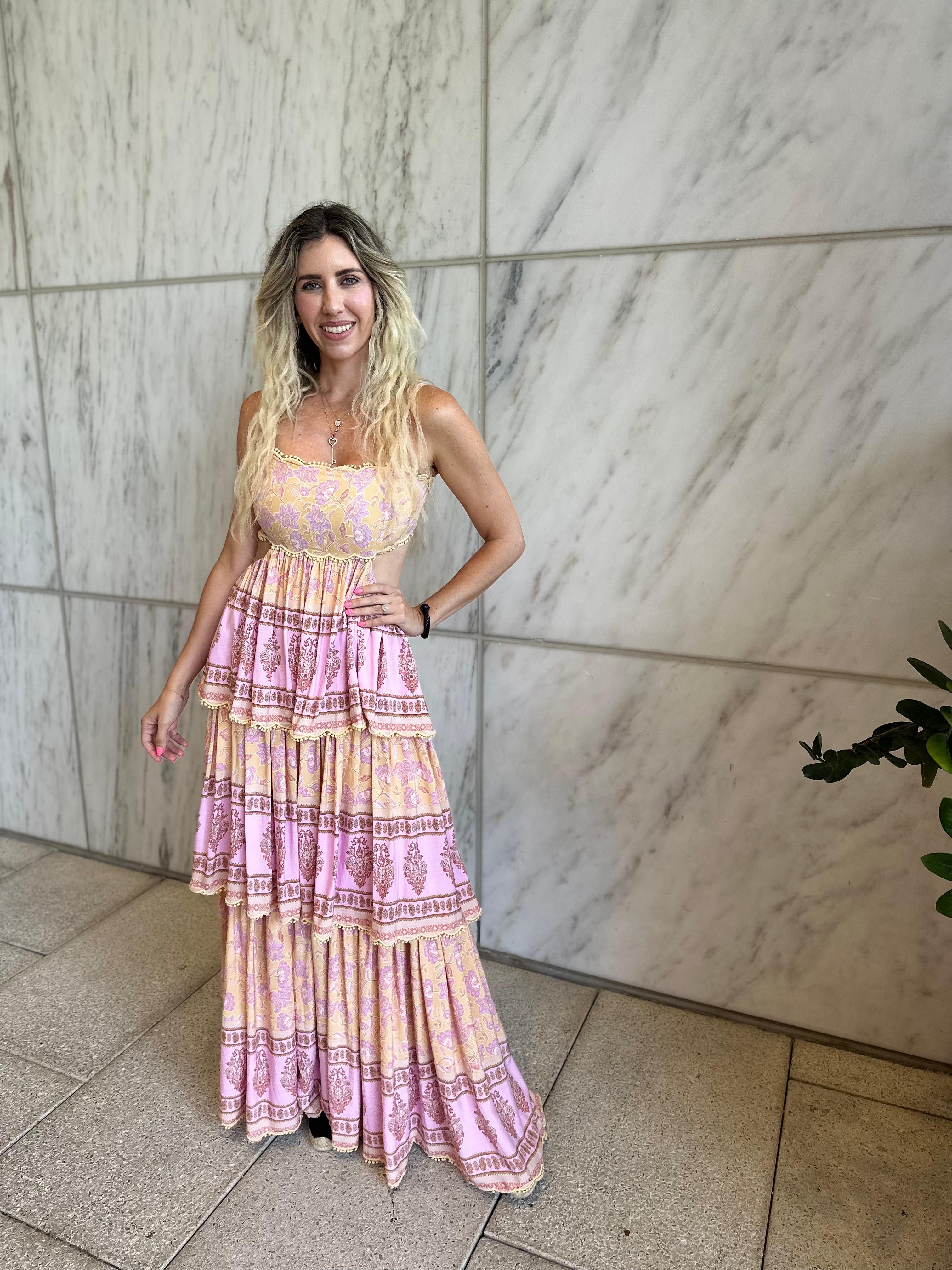 Pompom Layered Maxi Dress