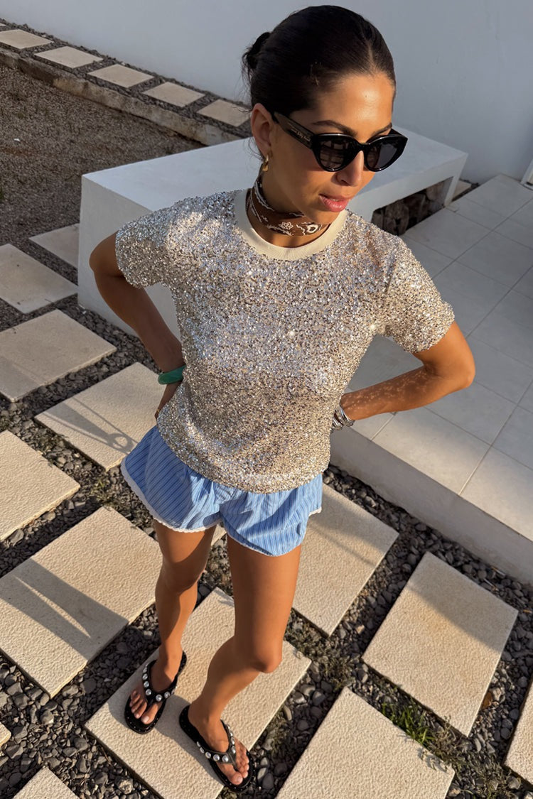 Silver Sequin T Shirt