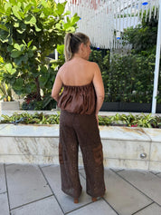 Pleat Satin Tube Top