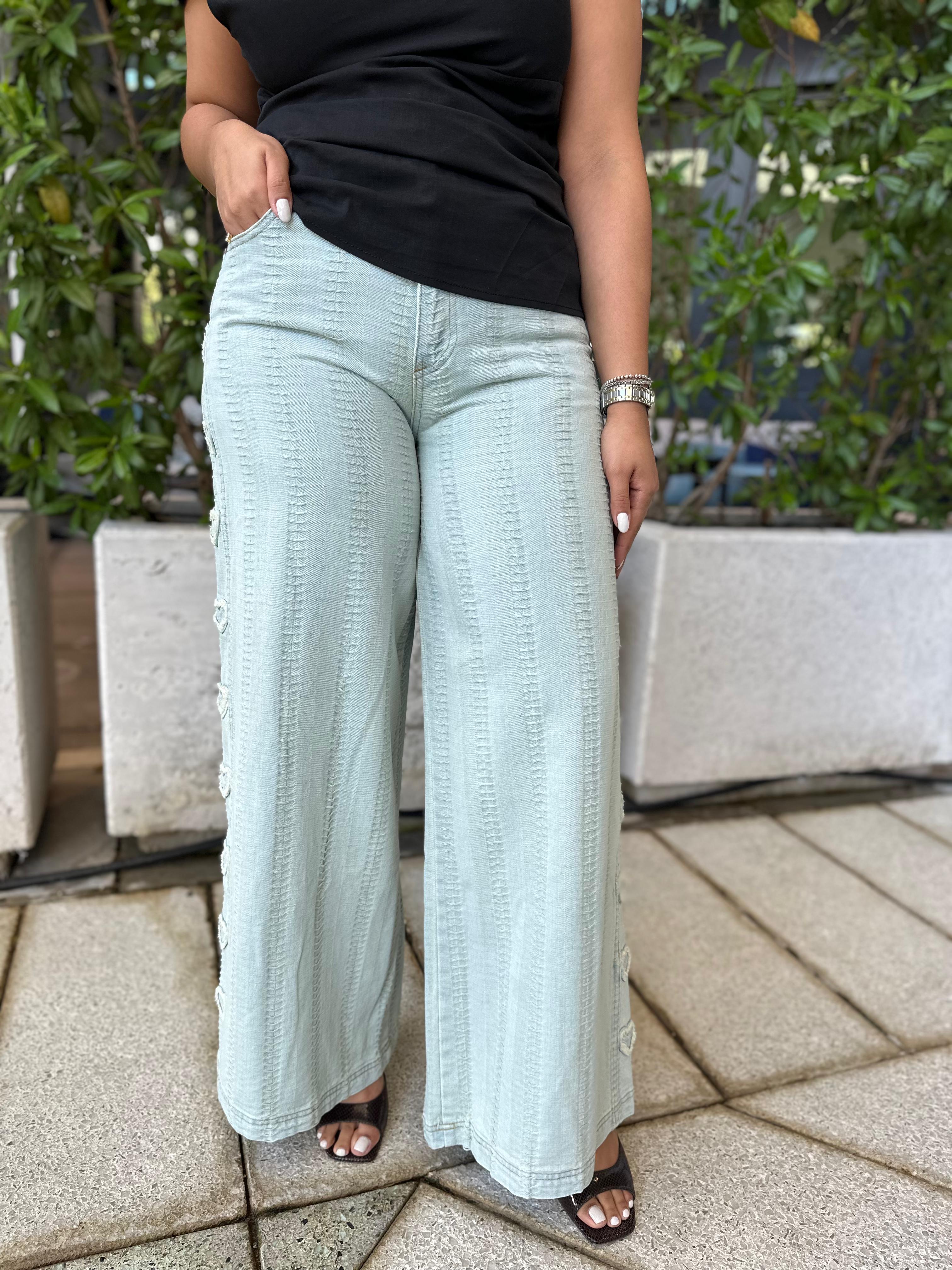 Side Heart Patch Denim Pants