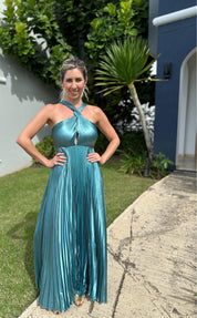 Tie Back Chest Pleat Maxi Dress