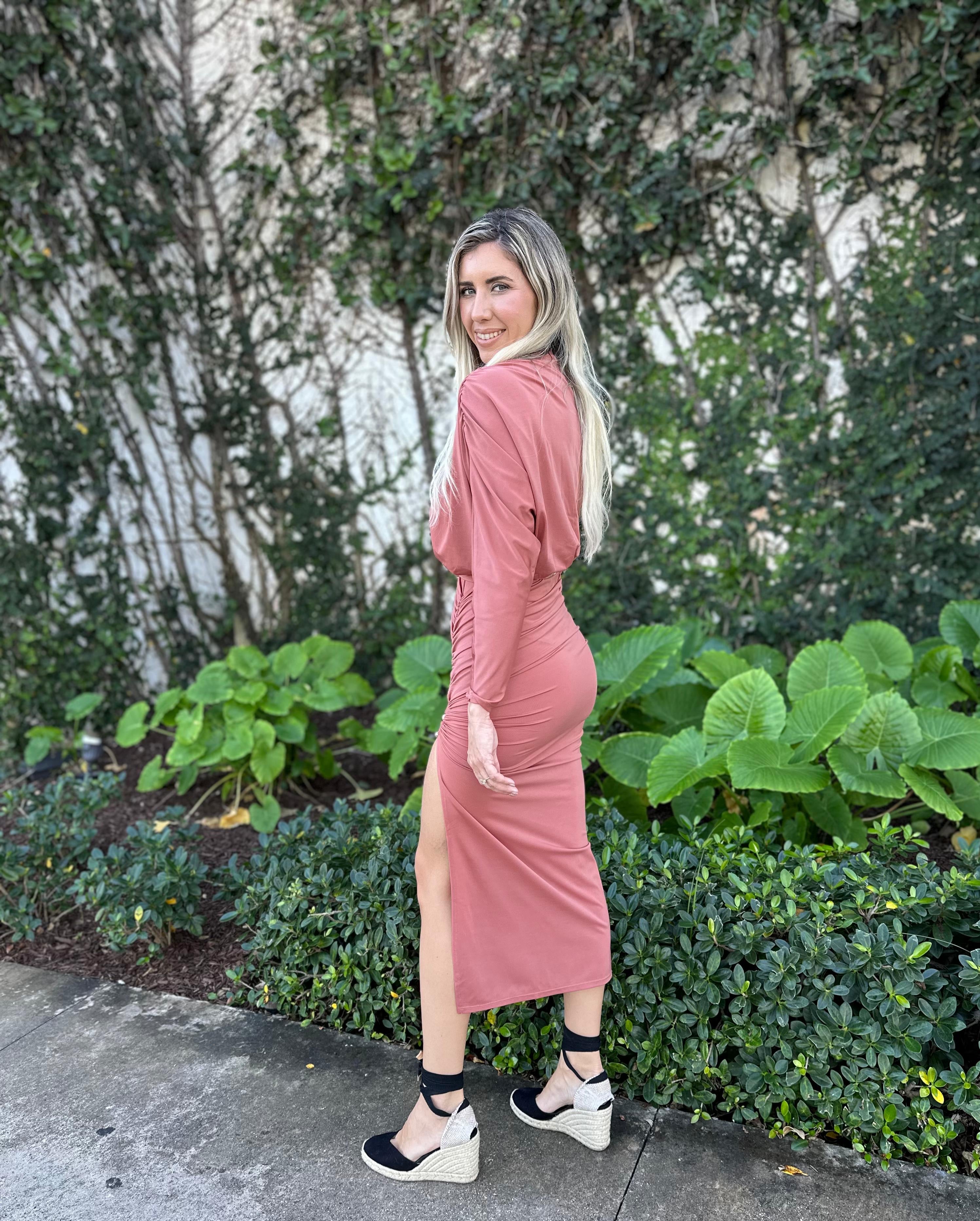 Long Sleeve Crop Top & Slit Skirt