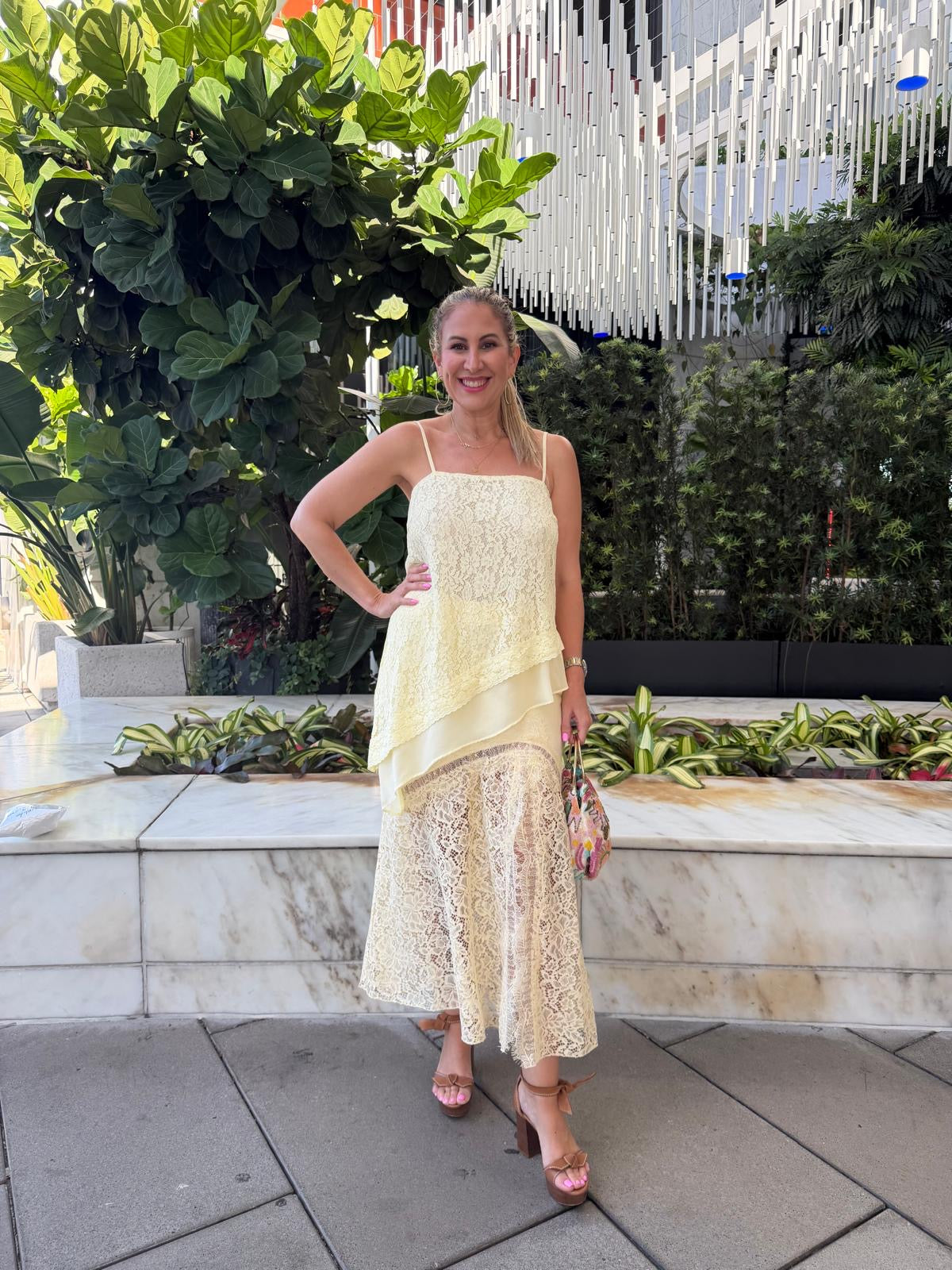 Lace & Woven Asymmetrical Top