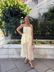 Lace & Woven Asymmetrical Top