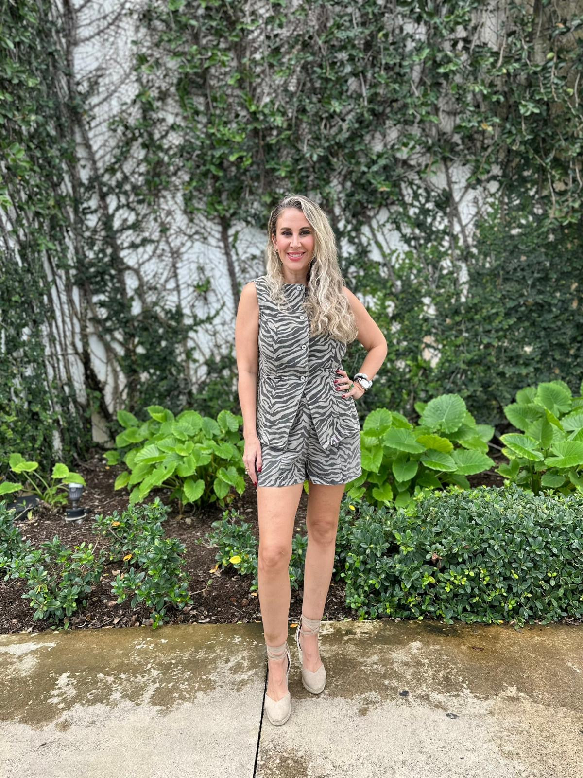 Zebra Denim Vest & Short Set