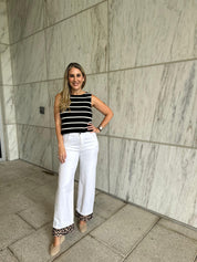 Striped Back Bow Knit Top
