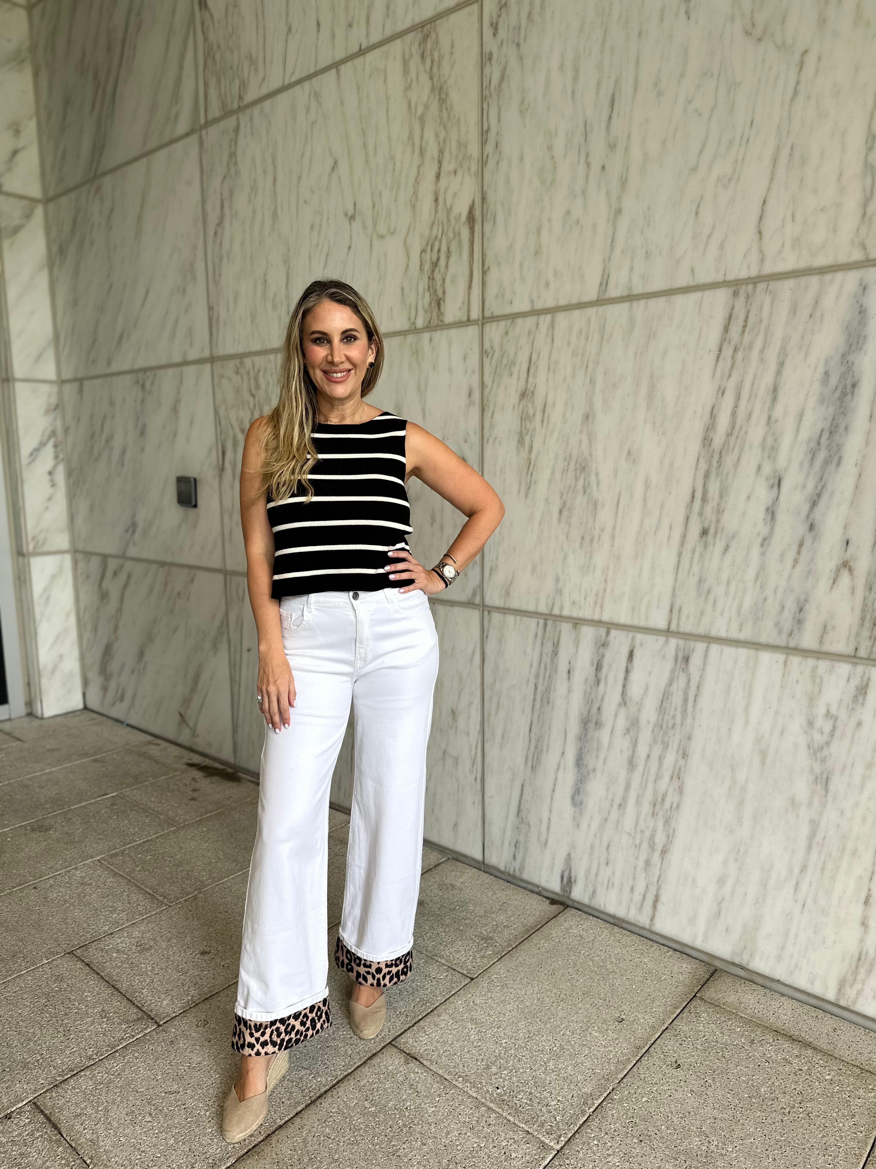 Striped Back Bow Knit Top
