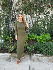 Wrap Panel & Buckle Maxi Dress